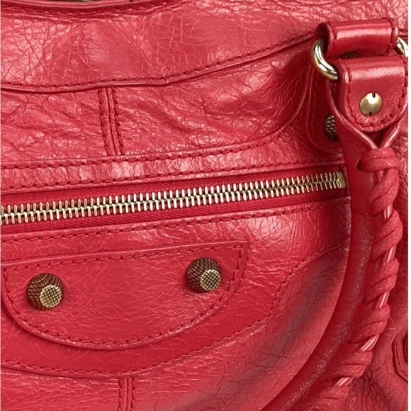 AUTH BALENCIAGA LE CITY MOTORCYCLE BAG RED TAHITIAN ROSE 🌹 AUTHENTICATED✅ - Picture 13 of 16